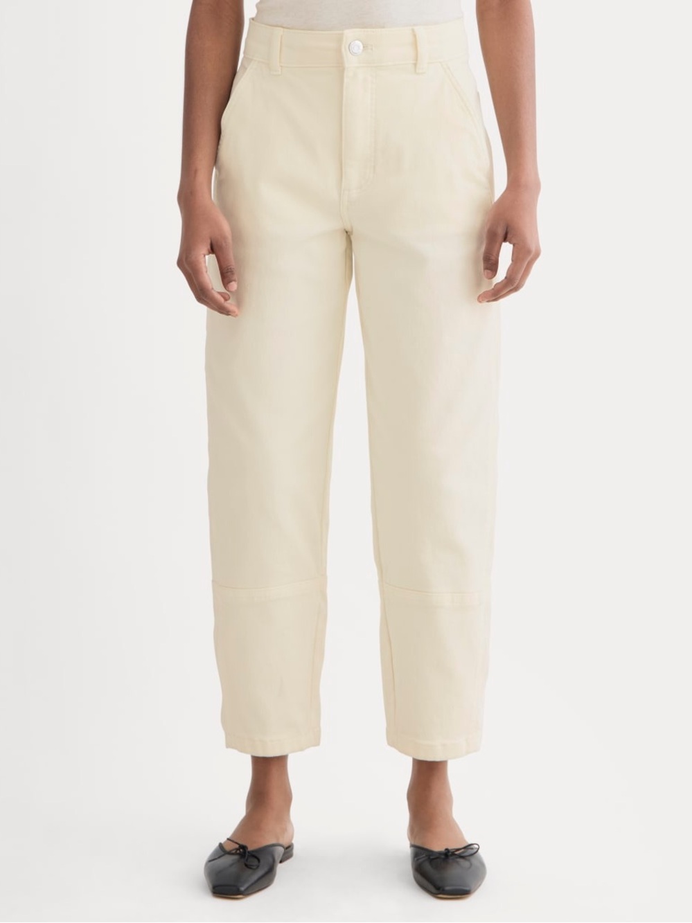 Everlane The Utility Arc Pant Organic Cotton Bone Cream Barrel Leg Jeans Size 4R